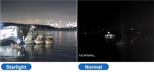 В экстремальных условиях слабого освещения технология Starlight способна обеспечить цветное изображение практически в полной темноте